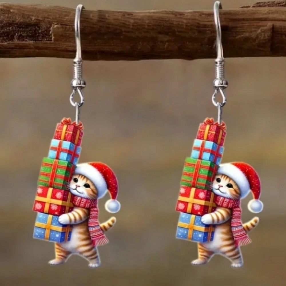 Holiday hand crafted dangle earrings